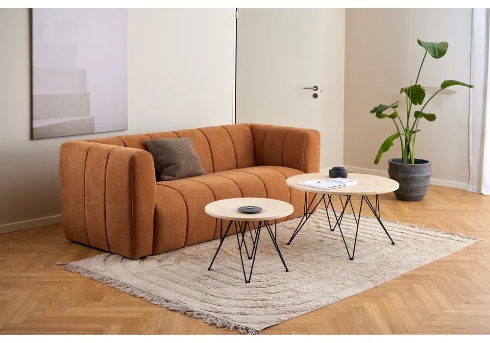 Okrúhly odkladací stolík s doskou v dekore mramoru ø 55 cm Prunus – Actona