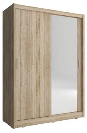 Presklená skriňa so zrkadlom 130 cm MARVAN - dub sonoma