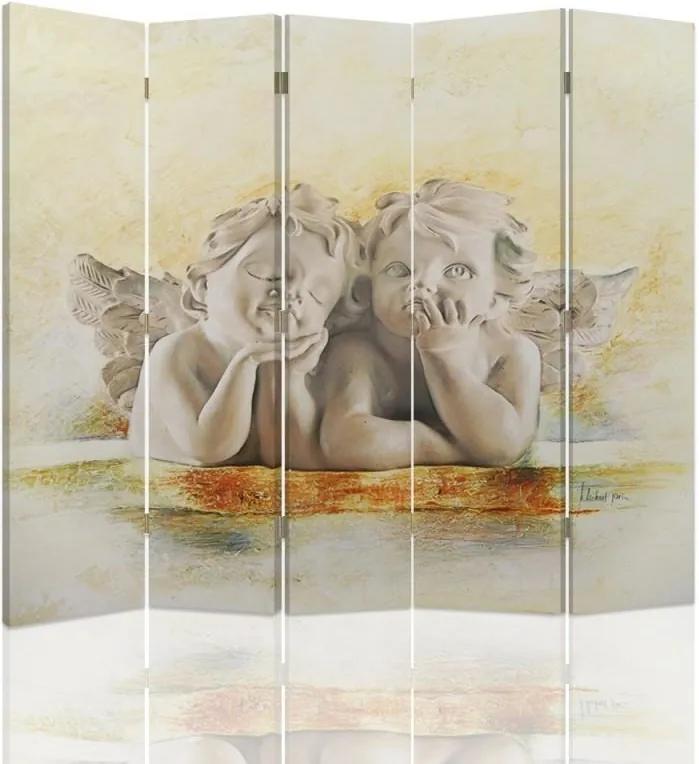 CARO Paraván - Angels | päťdielny | jednostranný 180x150 cm