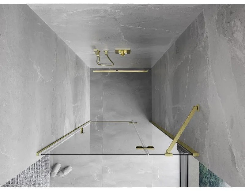 Mexen Mist-H, 1-krídlové sprchové dvere pravé 120 cm, číre sklo, zlatý matný profil, 8A5-120-000-55-00-P