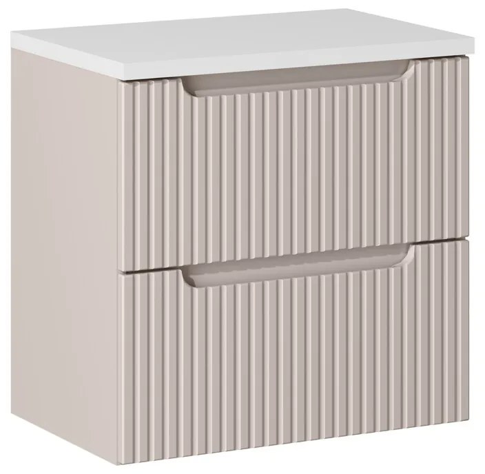 Závěsná skříňka Nova Cashmere II s deskou 60 cm kašmírová/bílá