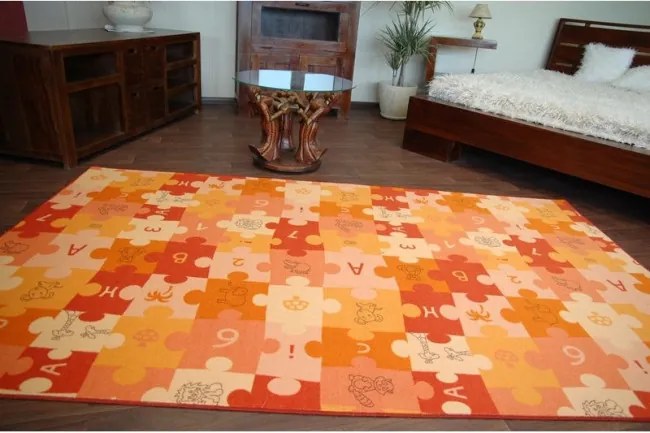 Detský koberec PUZZLE oranžový