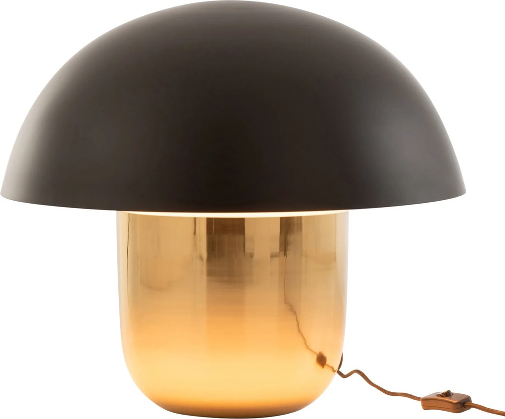 Čierno-zlatá kovová stolná lampa Mushroom Large - Ø 50*45cm