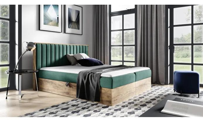 Boxspringová posteľ CHANTELLE 4 - 120x200, zelená + topper ZDARMA