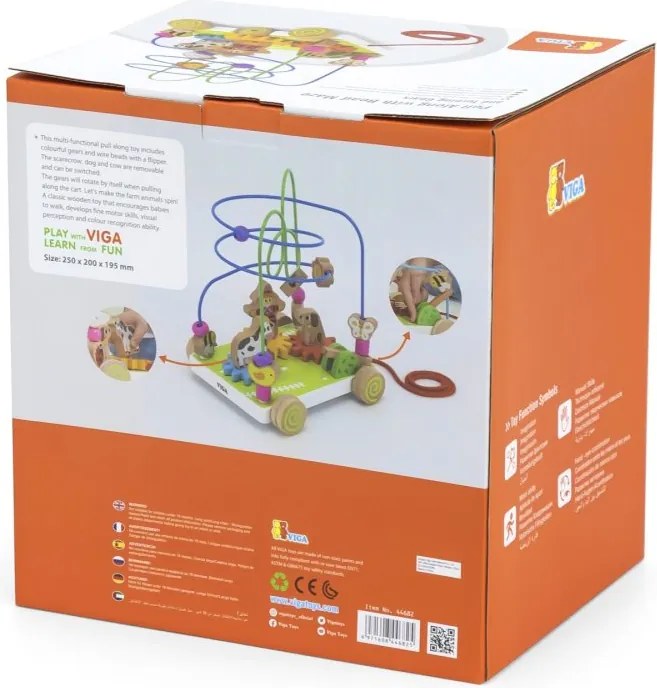 Ťahacie bludisko 2 v 1 – drevená motorická hračka s figurkami