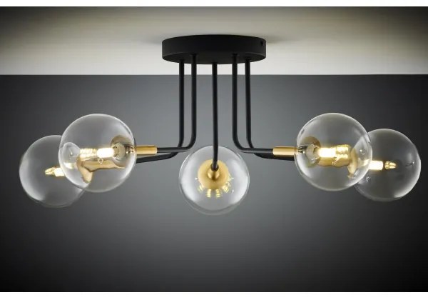 Jupiter 2040 - Luster na tyči BURANO 5xG9/10W/230V čierna/zlatá/číra