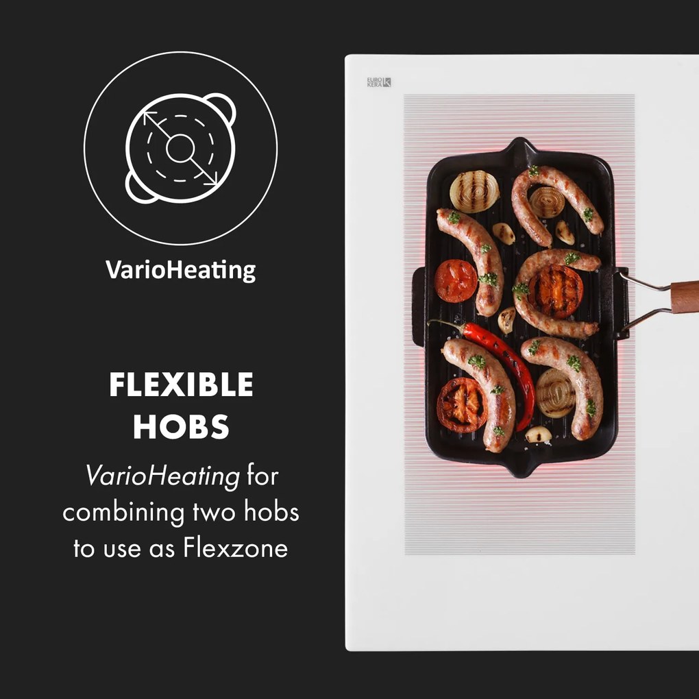 Klarstein Delicatessa 90 Hybrid, vstavaná indukčná varná doska, 7400 W, 5 zón, čierna