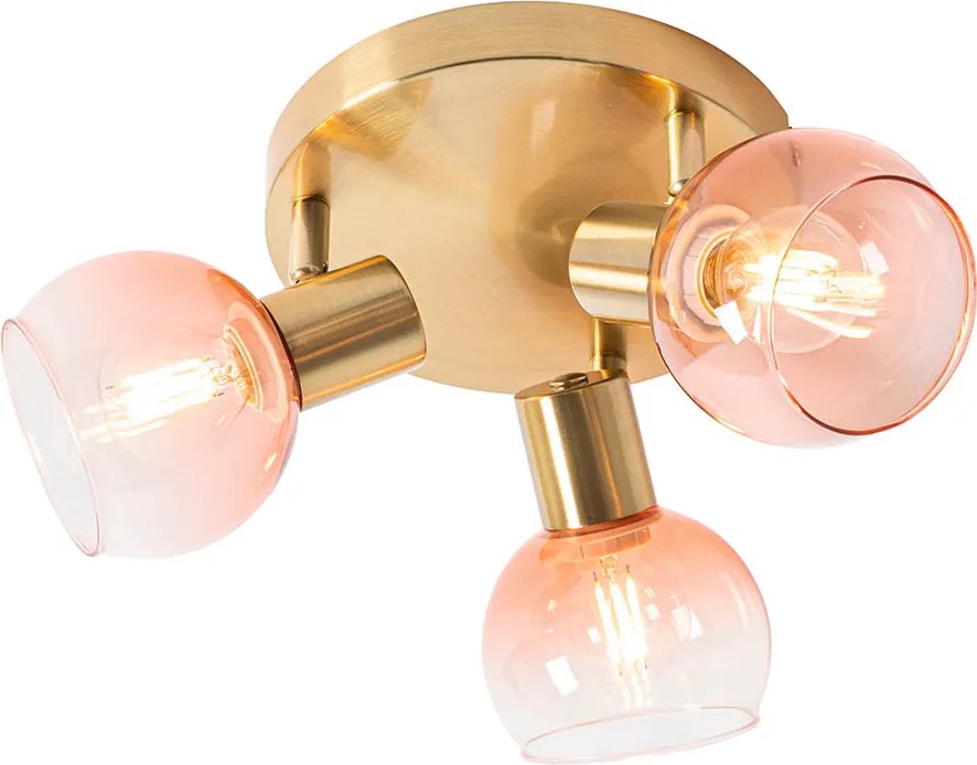 Inteligentné stropné bodové svetlo zlaté s ružovým sklom vrátane 3 Wifi P45 - Vidro