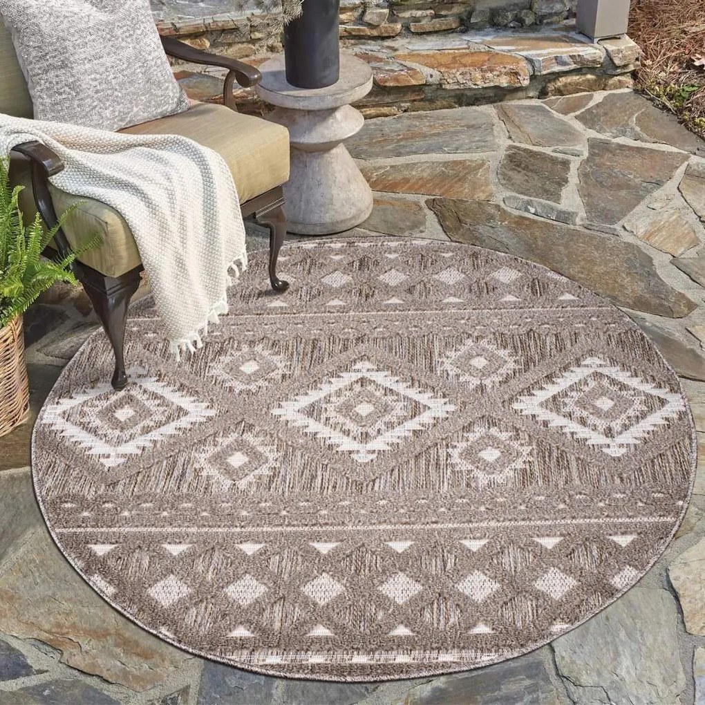 Dekorstudio Okrúhly terasový koberec SANTORINI - 435 hnedý Priemer koberca: 200cm