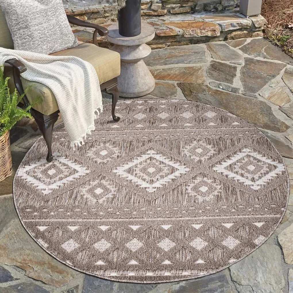 Dekorstudio Okrúhly terasový koberec SANTORINI - 435 hnedý Priemer koberca: 200cm