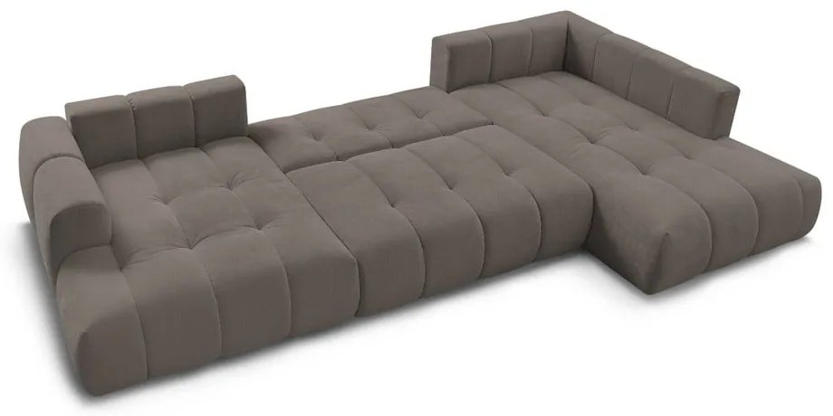 Taupe rozkladacia/s úložným priestorom rohová pohovka (pravý roh/do tvaru "U") Fuji – Bobochic Paris
