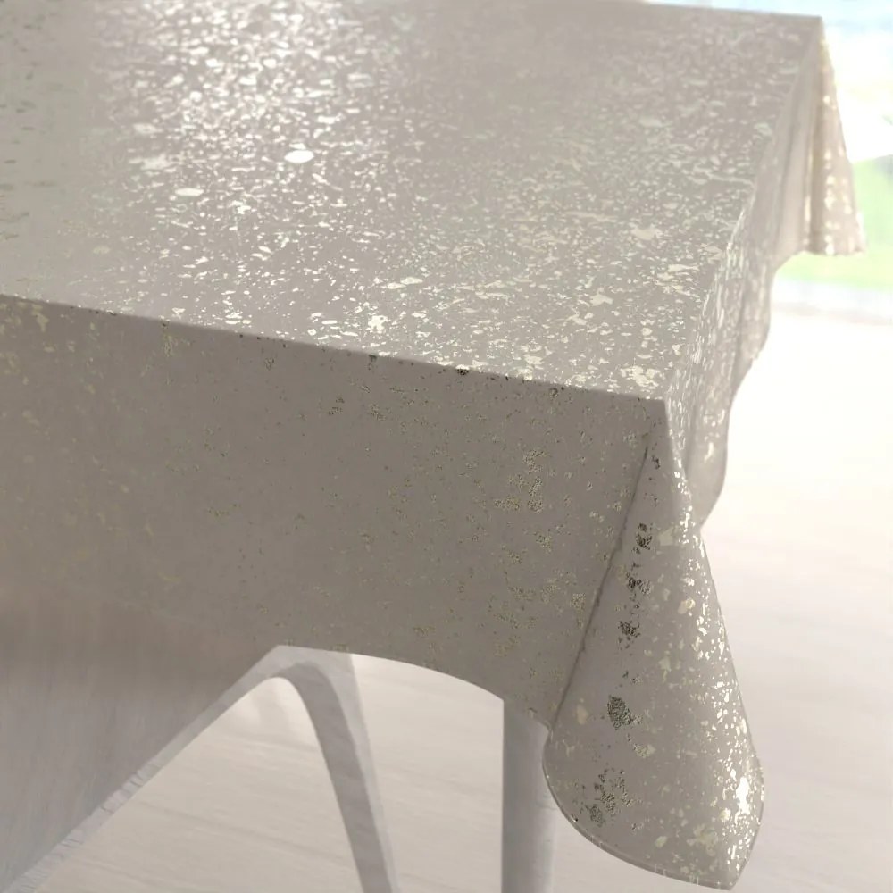 Biante Veľký zamatový štvorcový obrus Isabela IBL-001 Gold Design krémový 180x180 cm