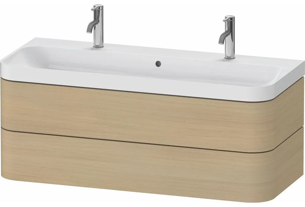 DURAVIT Happy D.2 Plus c-shaped závesná skrinka s nábytkovým umývadlom s dvomi otvormi, 2 zásuvky, 1175 x 490 x 480 mm, dub Mediterrane, HP4379O71710000