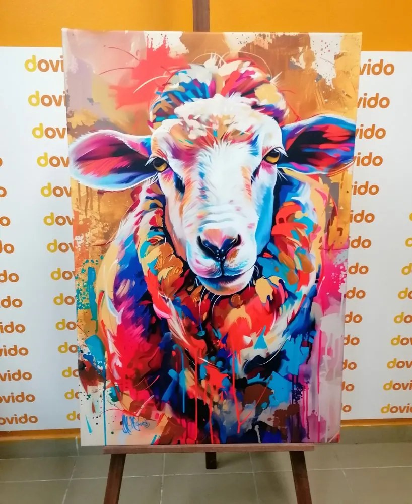 Obraz ovca s imitáciou maľby
