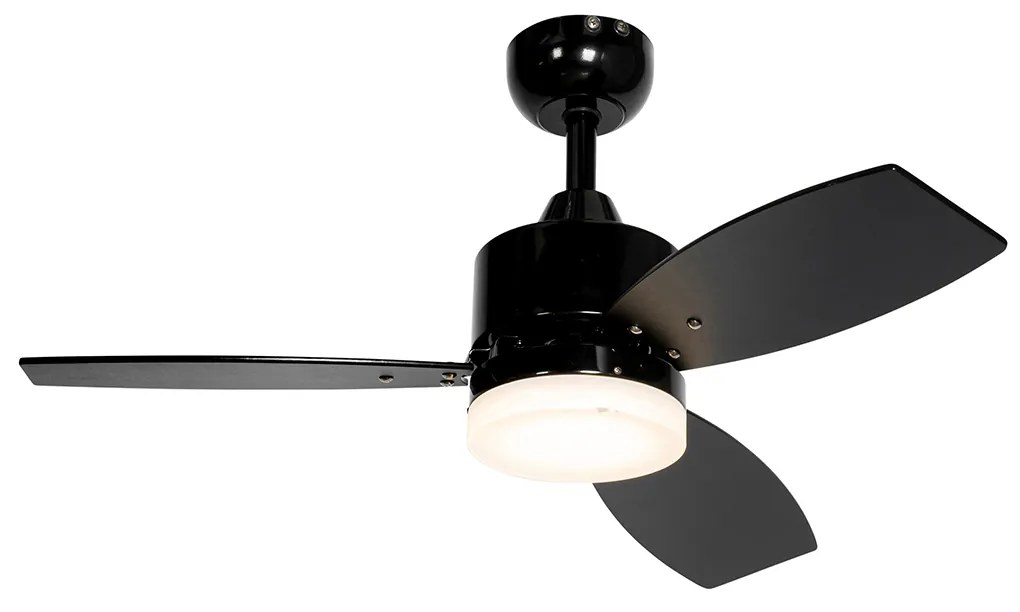 Stropný ventilátor čierny vrátane LED s diaľkovým ovládaním IP44 - Toledo