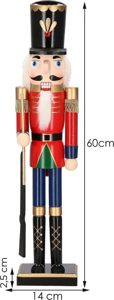Luskáčik s puškou 60 cm – drevená vianočná figúrka v červenej uniforme Springos CA0908