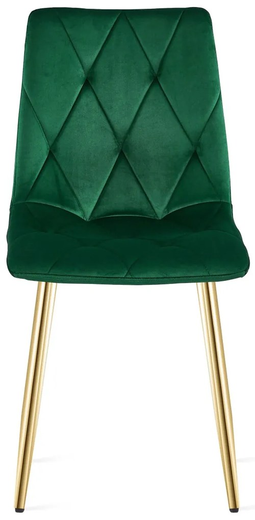 Zelená zamatová jedálenská stolička LIBRA so zlatými nohami