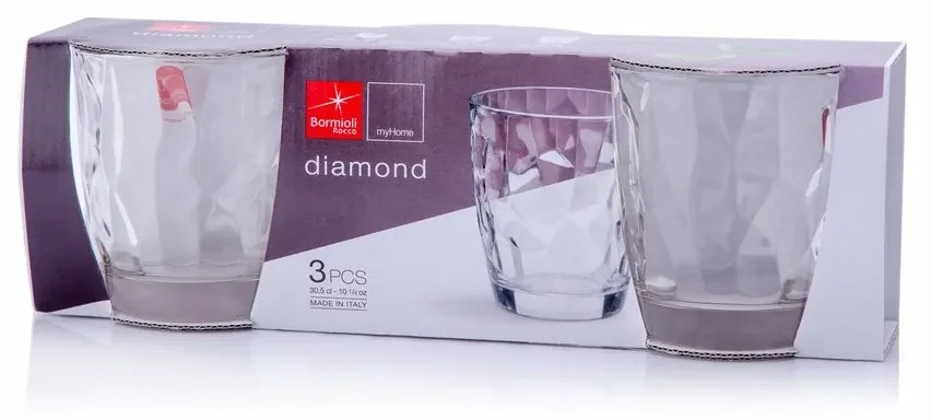 Bormioli Rocco 3-dielna sada pohárov Diamond, 300 ml