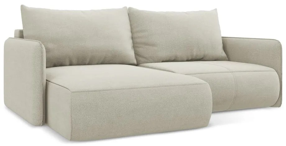 Krémovobiela rozkladacia/s úložným priestorom rohová pohovka (ľavý roh) Nanea – Makamii