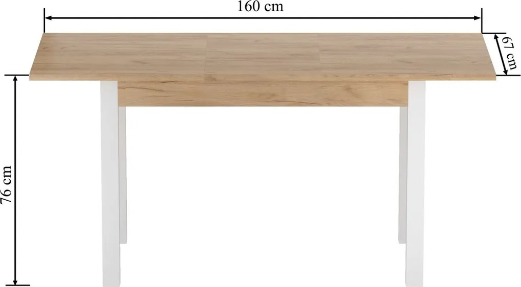 Vintino Jedálenský stôl VERITAS 120-160cm/ × 67 cm dub zlatý craft / biela
