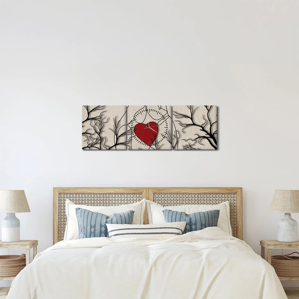 Obraz - Zamilovaný pár (s hodinami) (90x30 cm)