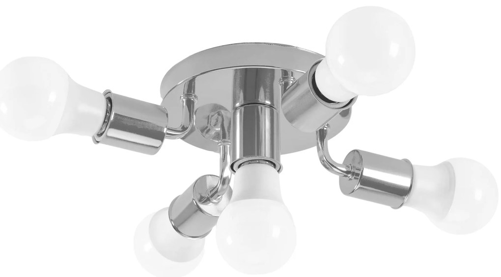 Toolight - Stropná kovová 6-ramenná lampa 6xE27 60W APP707-5C, chrómová, OSW-05206