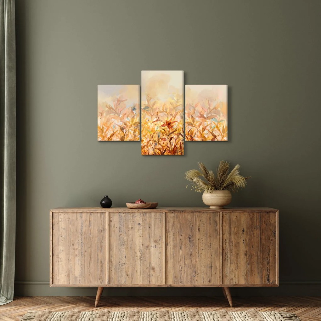 Obraz - Listy vo farbách jesene, olejomaľba (90x60 cm)