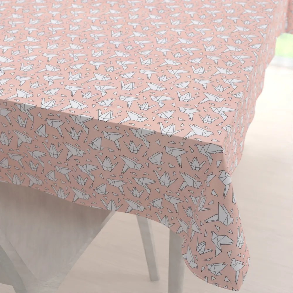 Biante Dekoračný obdĺžnikový obrus Leona LN-044 Origami vtáci na lososovom 130x220 cm