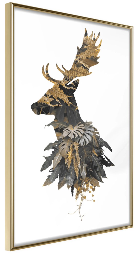 Artgeist Plagát - Forest Deer [Poster] Veľkosť: 30x45, Verzia: Čierny rám s passe-partout