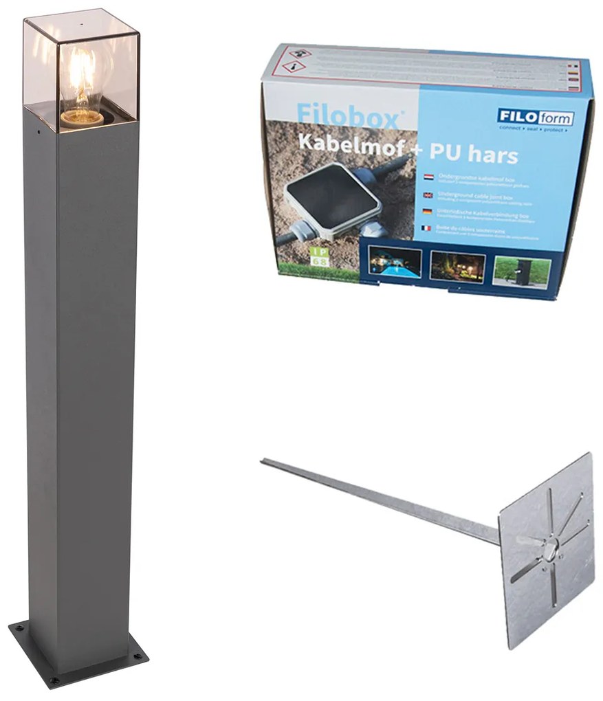 Vonkajšia lampa 70 cm antracit s hrotom do zeme a puzdrom na kábel - Denmark