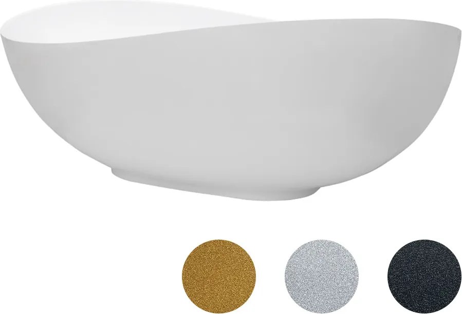 Besco Voľne stojaca vaňa z liateho mramoru Siya Glam 160x92 (172x100) BESCO-Rozmery: 172x100, BESCO-Farba: Biela/grafit