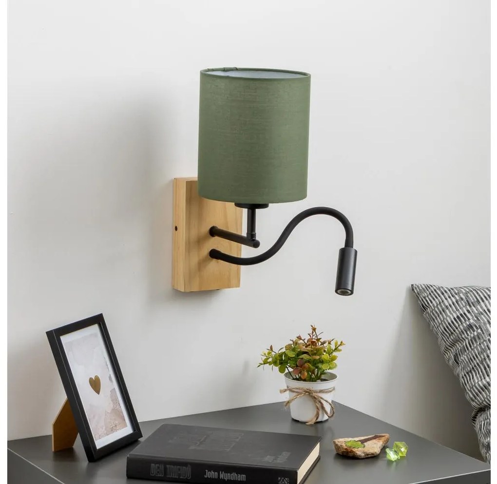 Brilagi - LED Nástenná lampa NUBILA WOOD 1xE27/25W/230V + LED/3W dub/zelená