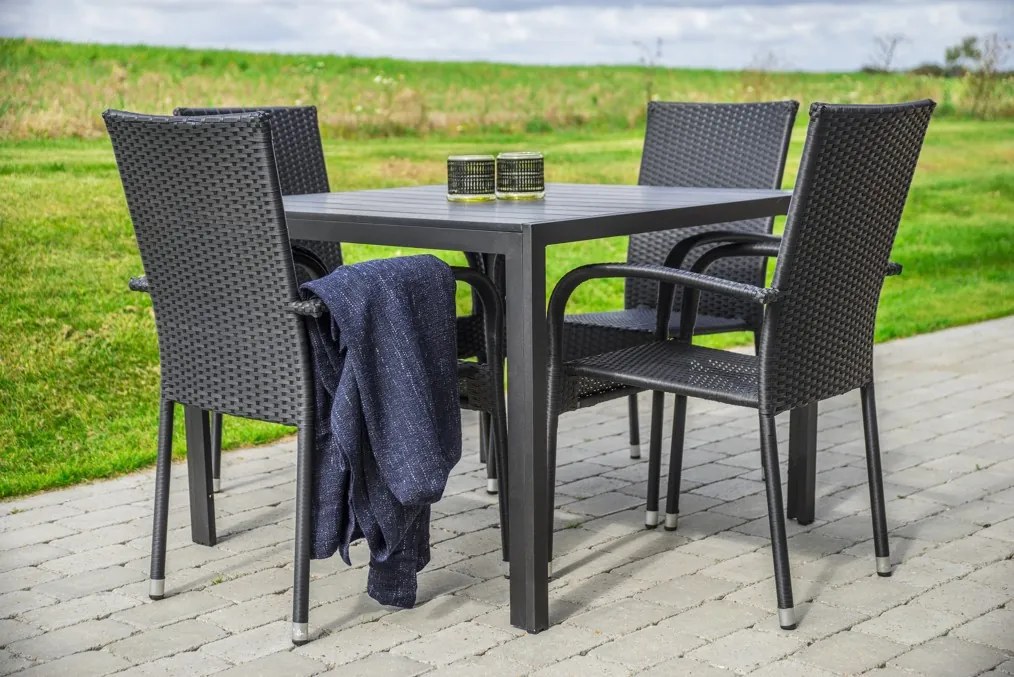 Záhradný jedálenský set Viking M + 4x ratanová stolička Paris