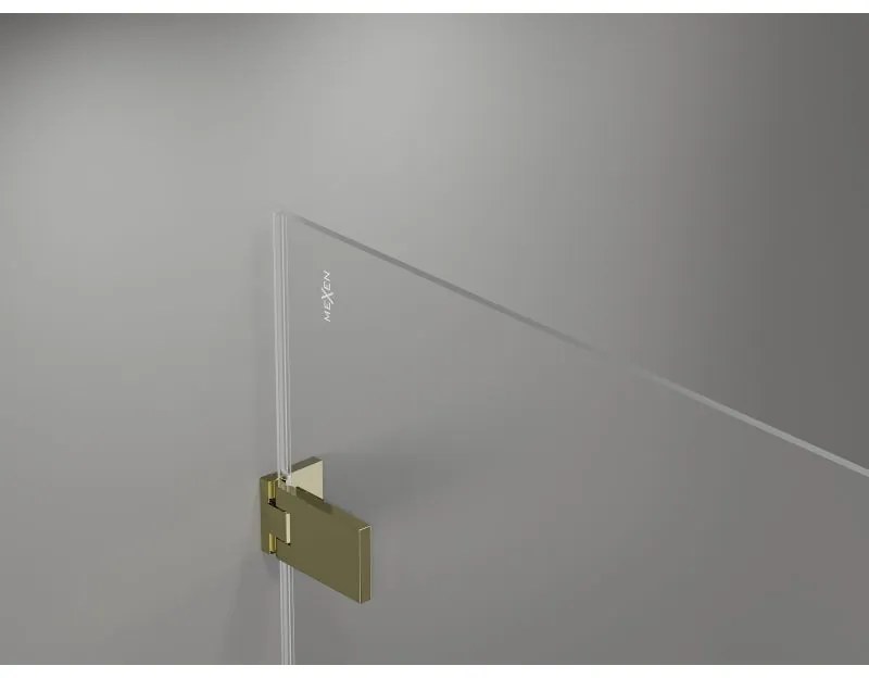 Mexen, Mexen Lunar-F pravé sklápacie sprchové dvere 75 cm, transparentné, zlaté - 836-075-000-50-00-P
