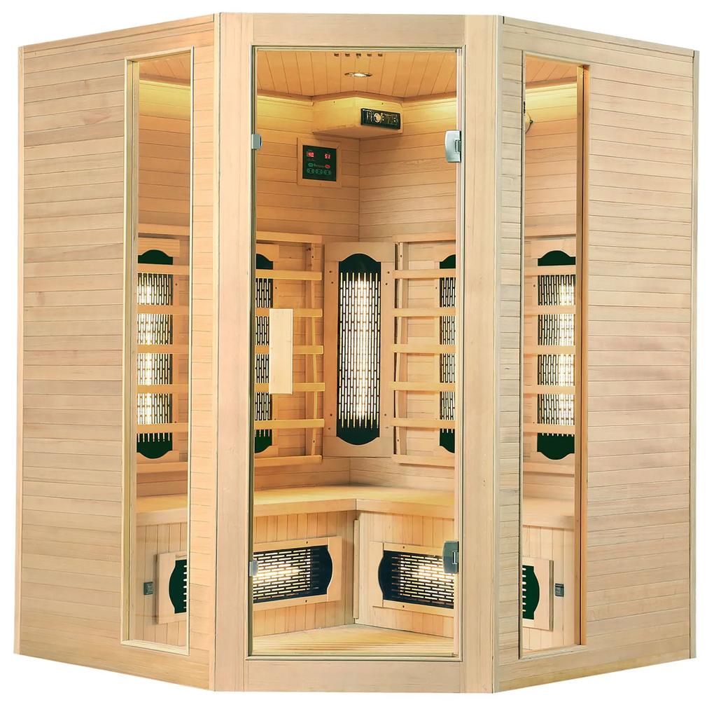 Juskys Infračervená sauna/tepelná kabína Nyborg E150V s plným spektrom, panelovými radiátormi a drevom Hemlock