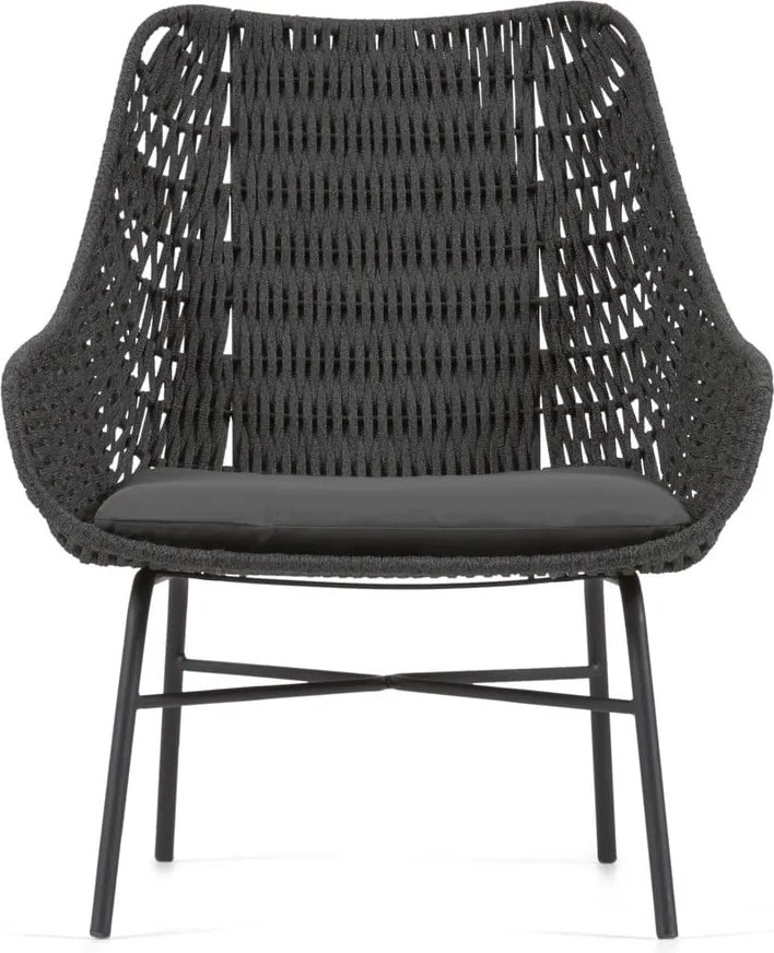 Čierne ručne pletené vonkajšie kreslo Kave Home Abeli