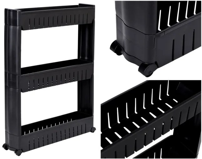 Pojazdný regál LEIRA 3 police čierny