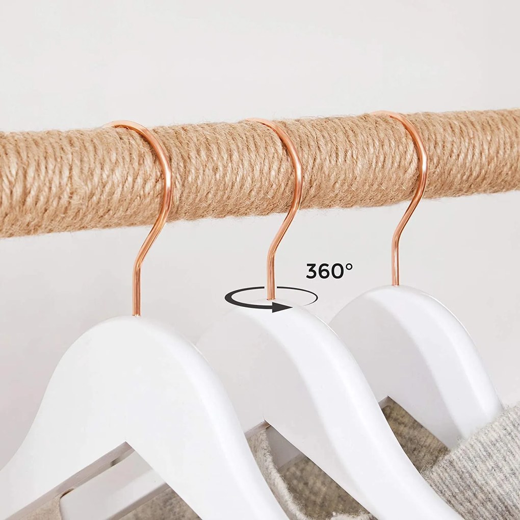 Drevené vešiaky na šaty, sada 20 ks, farba biela a rosegold