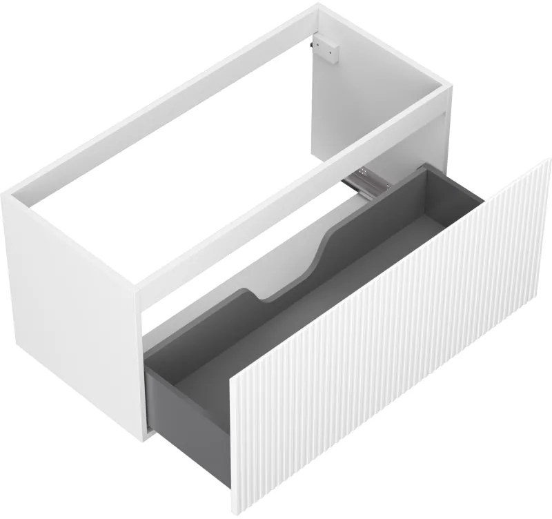 Mexen Rivel, kúpeľňová skrinka 100 cm, 1 zásuvka, drážkovaná, biela matná, 91A20-10047-1-BF01