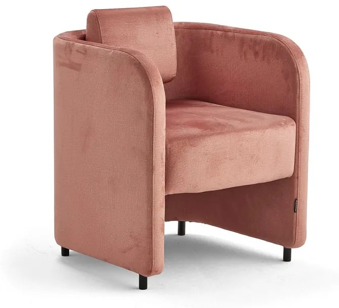 Kreslo COMFY, na nožičkách, zamatová tkanina, lososová ružová