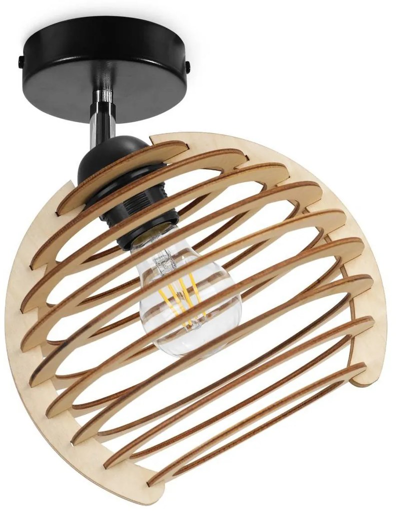 Bodové svietidlo Timber, 1x drevené tienidlo, n