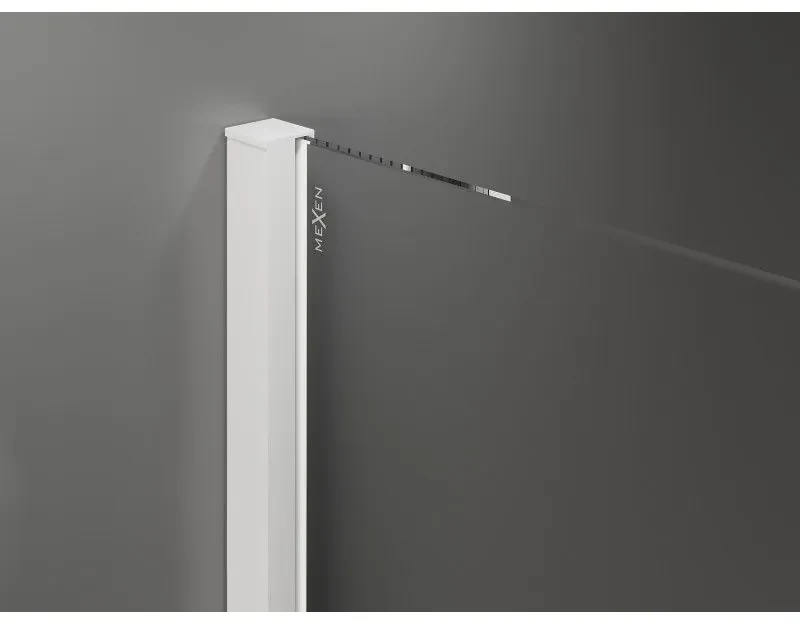 Mexen Velar, sprchový kút s posuvnými dverami 90(dvere) x 90(stena) cm, 8mm číre sklo, biela, 871-090-090-01-20