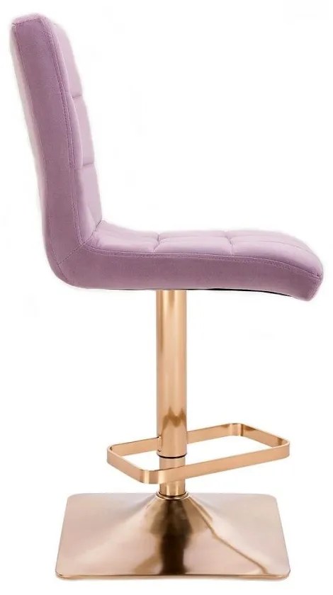 LuxuryForm DESIGN Barová stolička TOLEDO VELUR na zlatej hranatej podstave - levanduľa