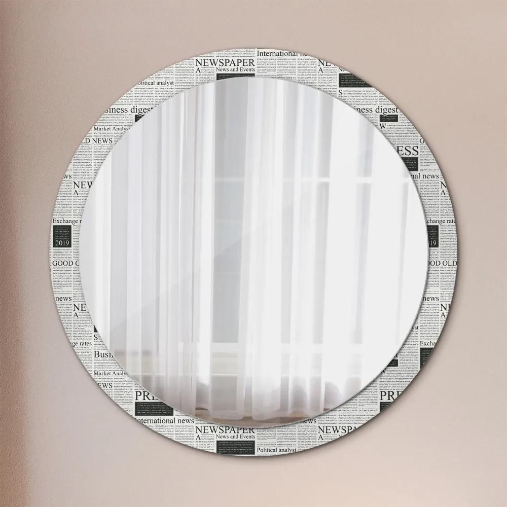 Okrúhle ozdobné zrkadlo na stenu Vzor z novín fi 100 cm