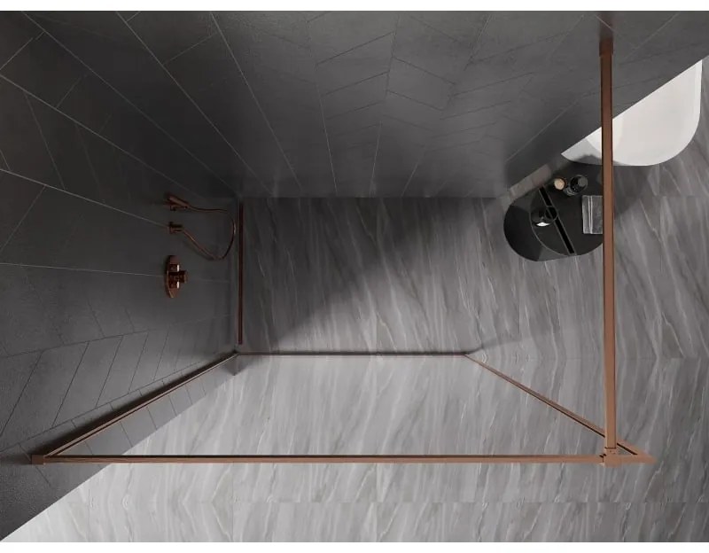 Mexen Kioto-F, sprchová zástena s rámom 50 x 202 cm, 8 mm číre sklo, profil medená matná, 800-050-104-65-00