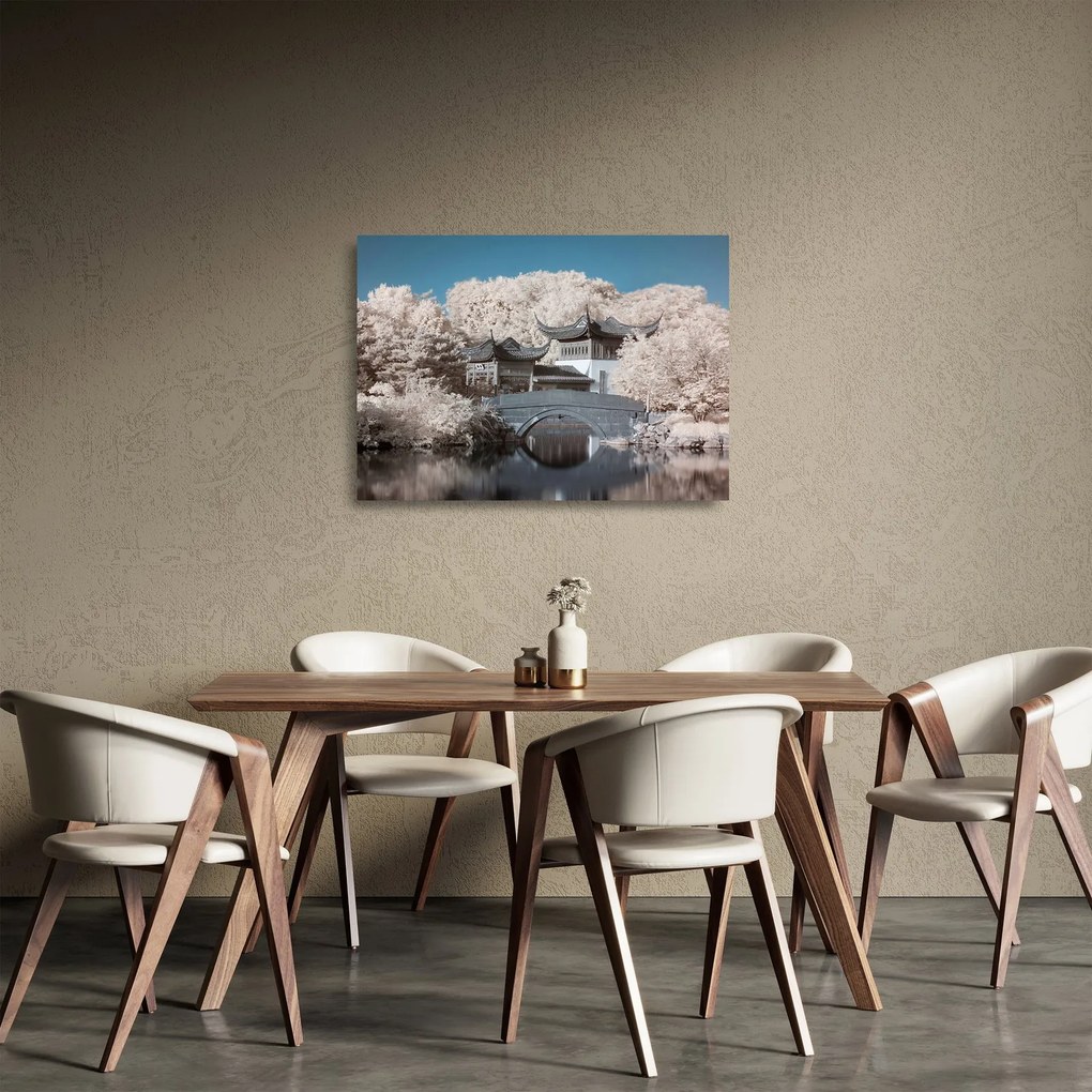 Sklenený obraz - Rozkvitnuté stromy v Ázii (70x50 cm)