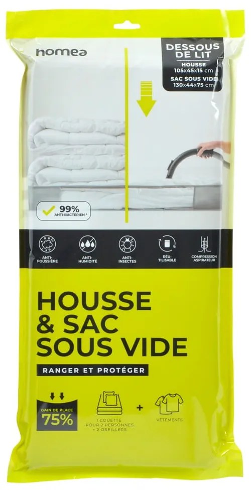 Vákuový plastový úložný box pod posteľ 105x45x15 cm – Homéa