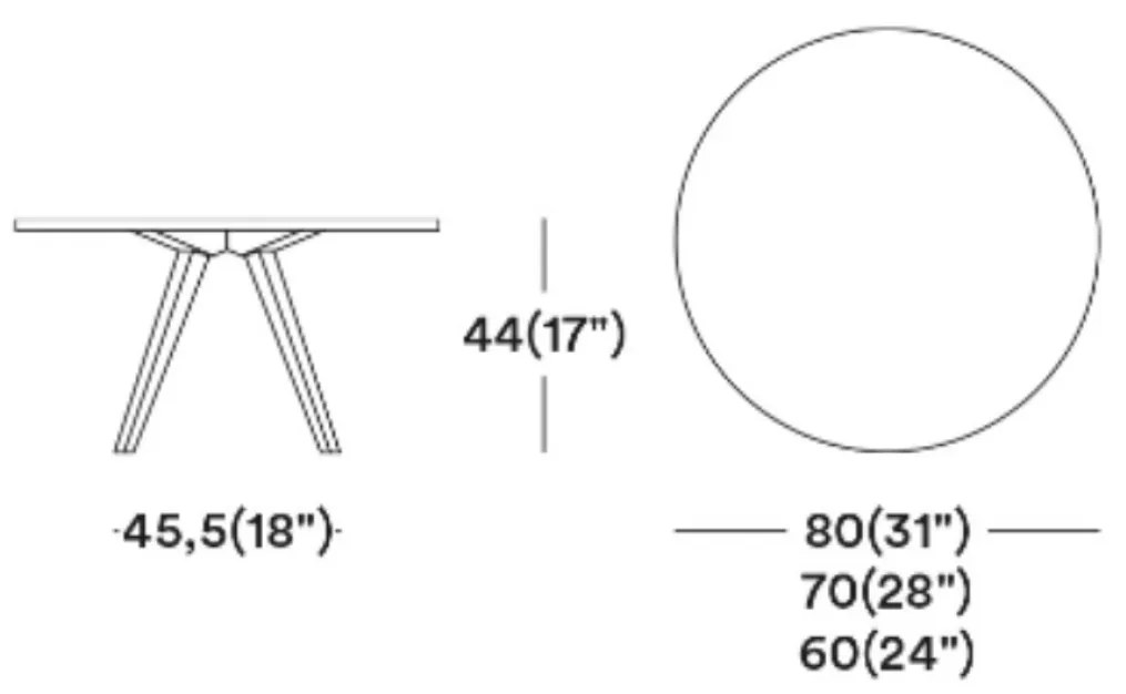 MILANO H44 DIZAJNOVÝ STÔL Ø 80cm