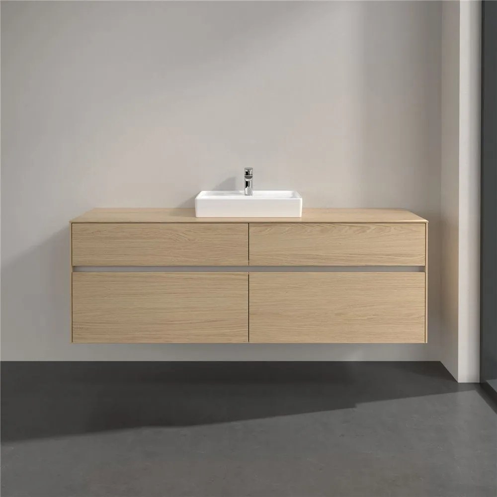 VILLEROY &amp; BOCH Collaro závesná skrinka pod umývadlo na dosku (umývadlo v strede), 4 zásuvky, 1600 x 500 x 548 mm, Nordic Oak, C07700VJ