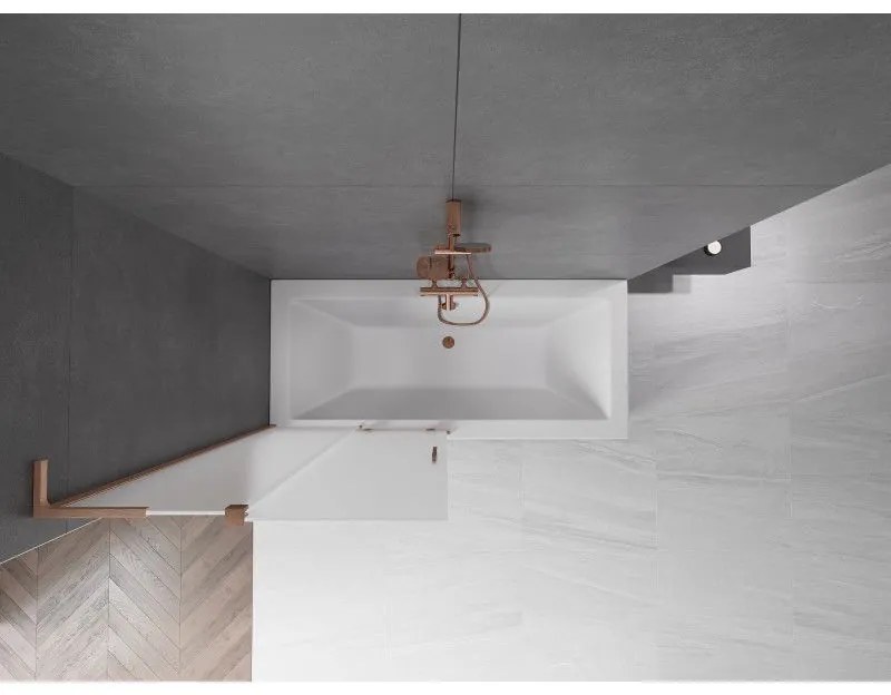 Mexen Velar L, 2-krídlová posuvná vaňová zástena 90 x 150 cm, 8mm sklo námraza, medená matná, 896-090-003-31-65